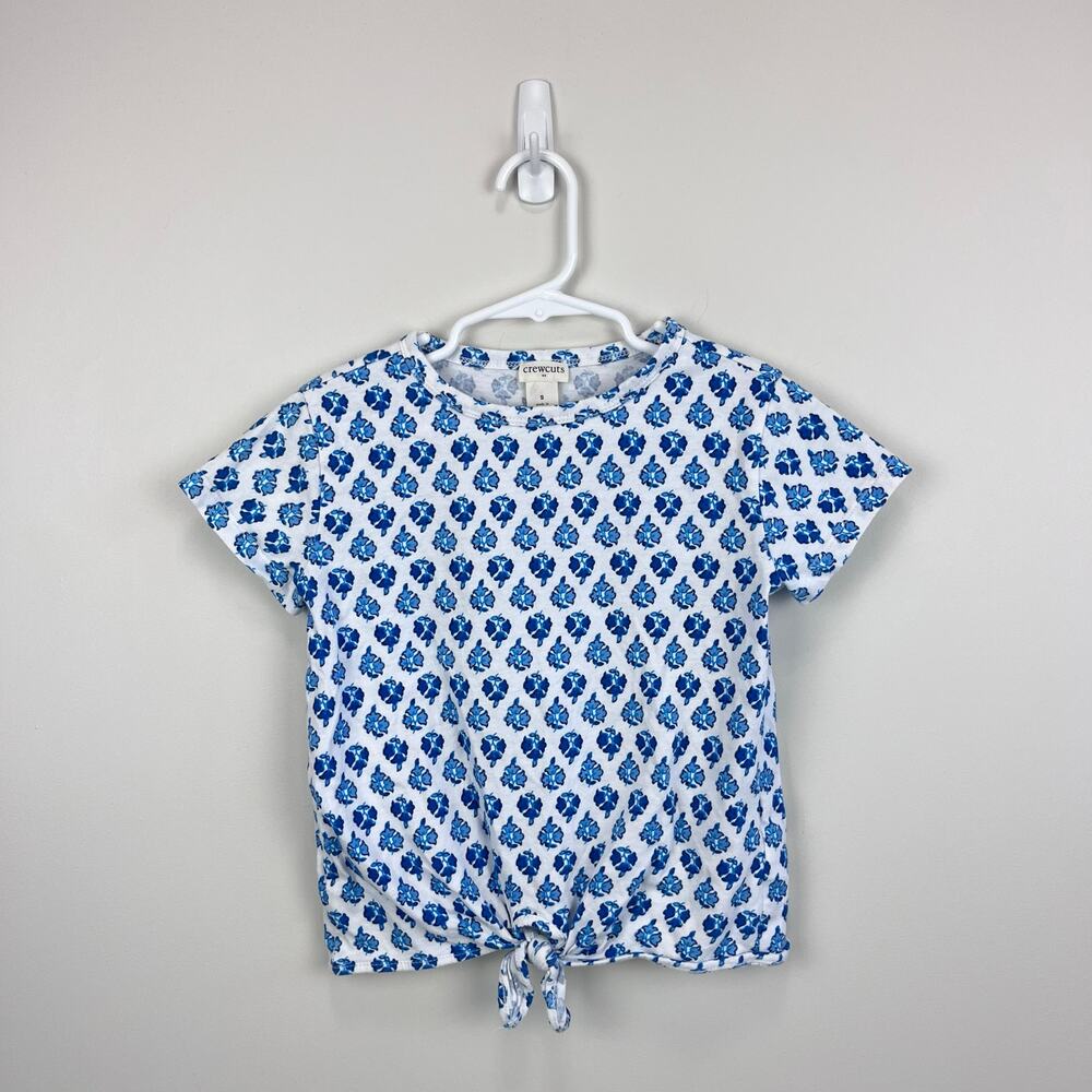 Crewcuts Blue Floral Tie Front T-Shirt S 6-7
